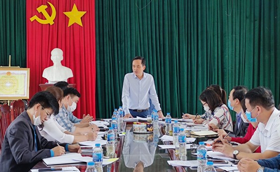 Đồng chí Bùi Quốc Khánh, Phó bí thư, Chủ tịch UBND huyện phát biểu kết luận tại buổi kiểm tra.